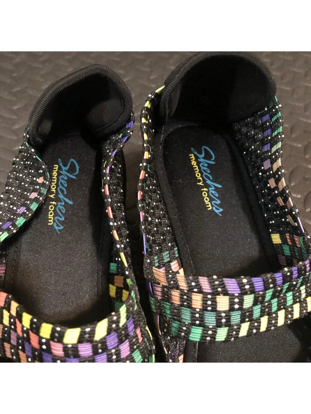 Skechers Memory Foam Parallel Multicolor Weave Wedge Sandals Size 9